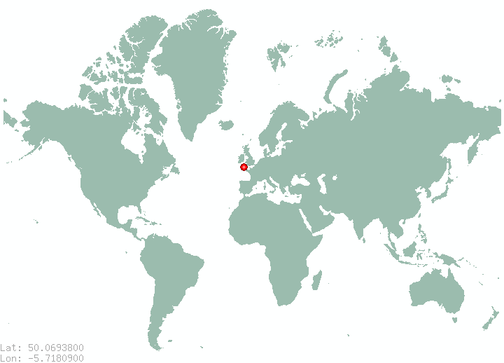 Land's End in world map